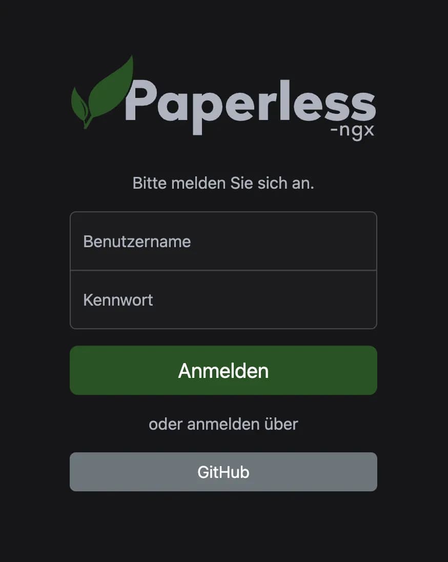 Zwei Login Optionen in Paperless