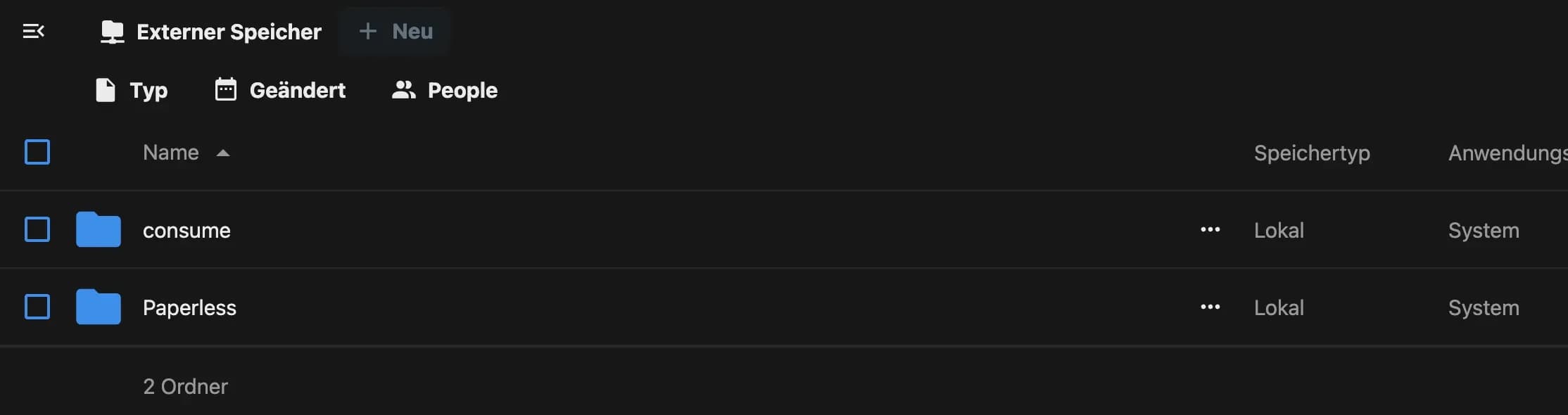 Die beiden Paperless Ordner in Nextcloud