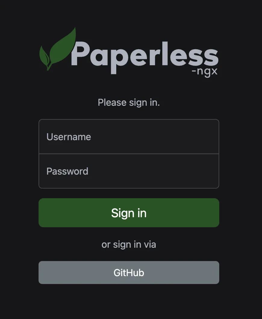 Two login options in Paperless